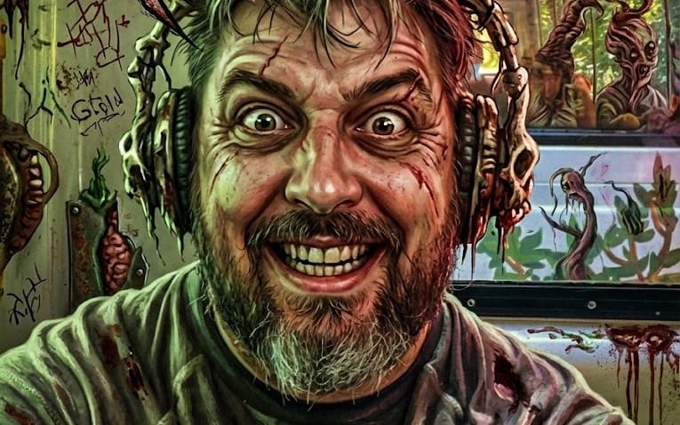 Messed Up Psycho Image with Speech Bubble