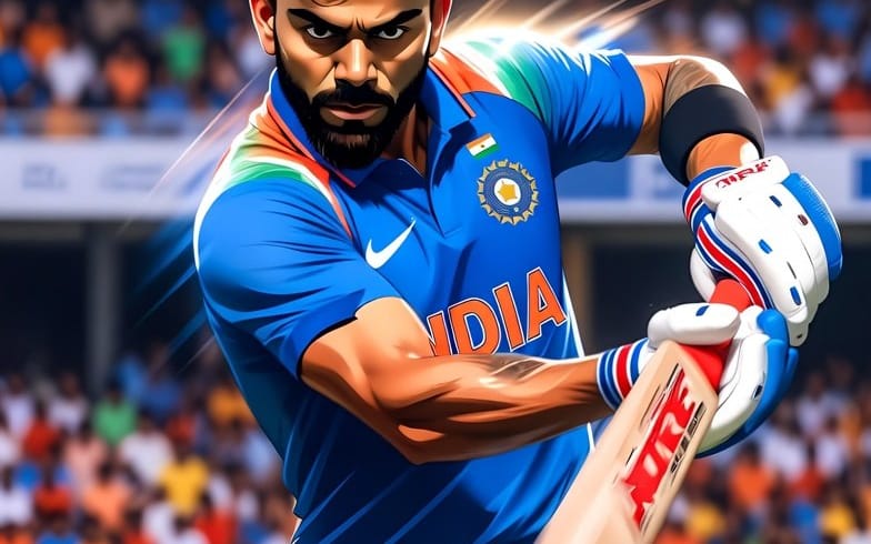 Dessin animé de cricket de Virat Kohli style Nano