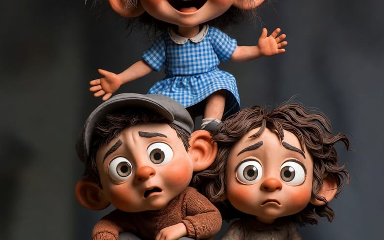 ढेर सारे बच्चों की सनकी 3D क्ले मूर्तिकला प्रॉम्प्ट