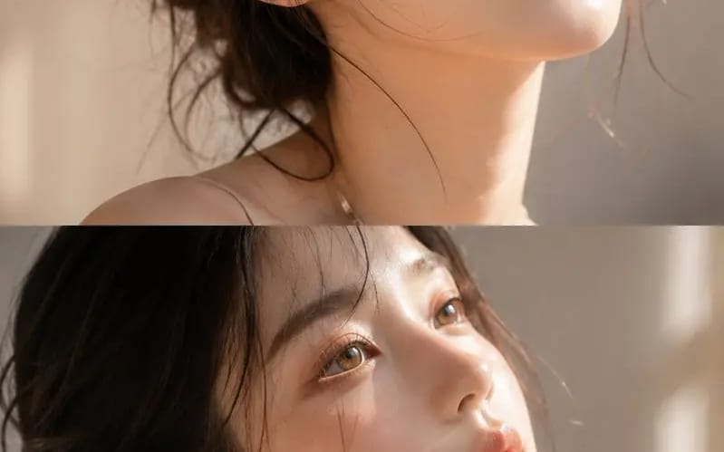 An ultra-realistic luxury beauty editorial close-up portrait