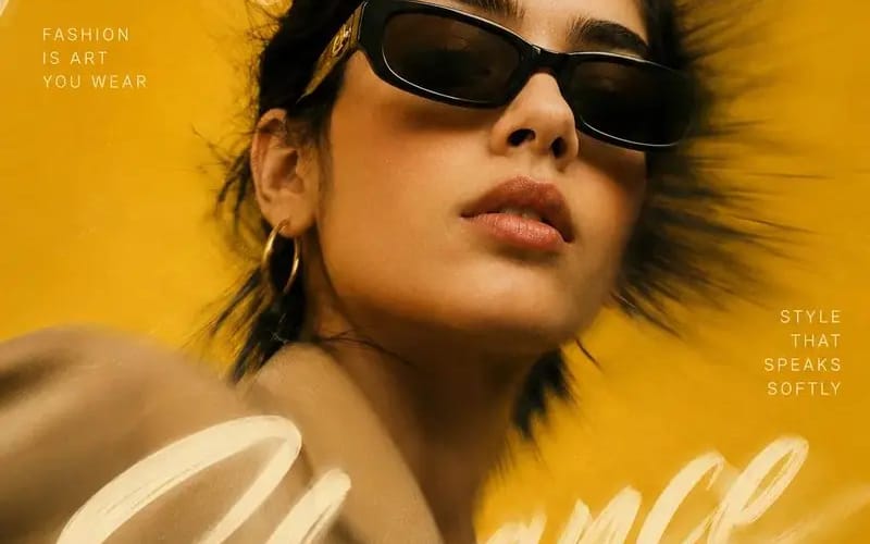 Create a high-end editorial fashion poster inspired