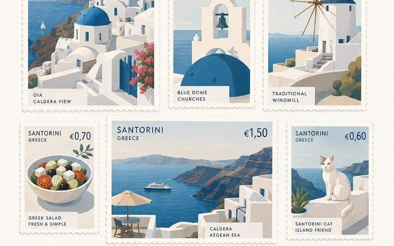 Create a premium commemorative postage-stamp collection