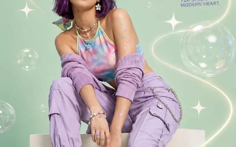 Create a premium Y2K-inspired fashion editorial poster