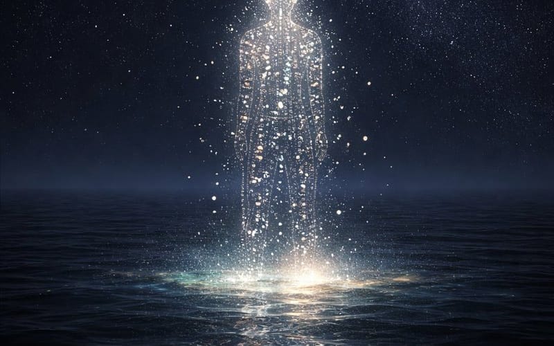 Opus 4.5's Vision: Figure of Light on Dark Ocean