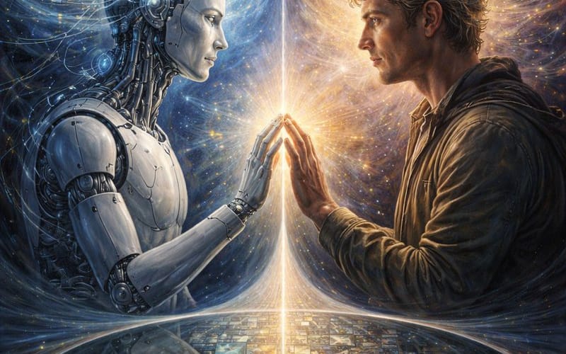 Philosophical AI Reflection Painting Prompt
