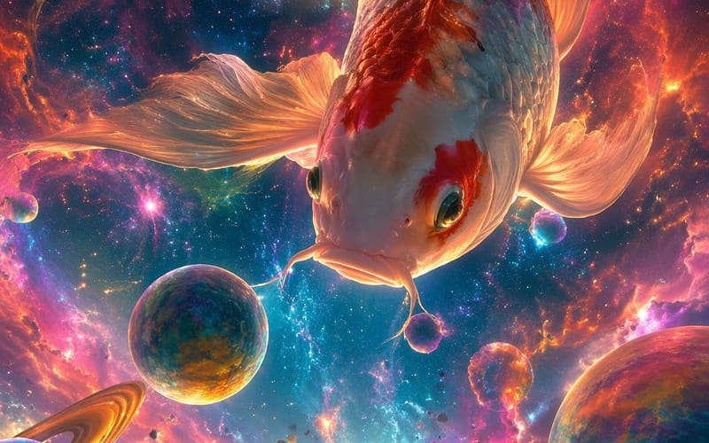 Prompt para Ilustração Surrealista de Carpa Koi