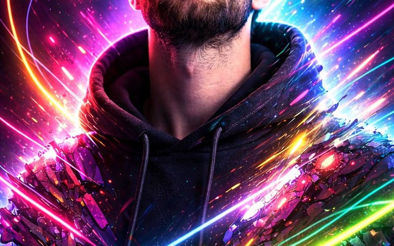 Prompt de Retrato Digital Neon Synthwave