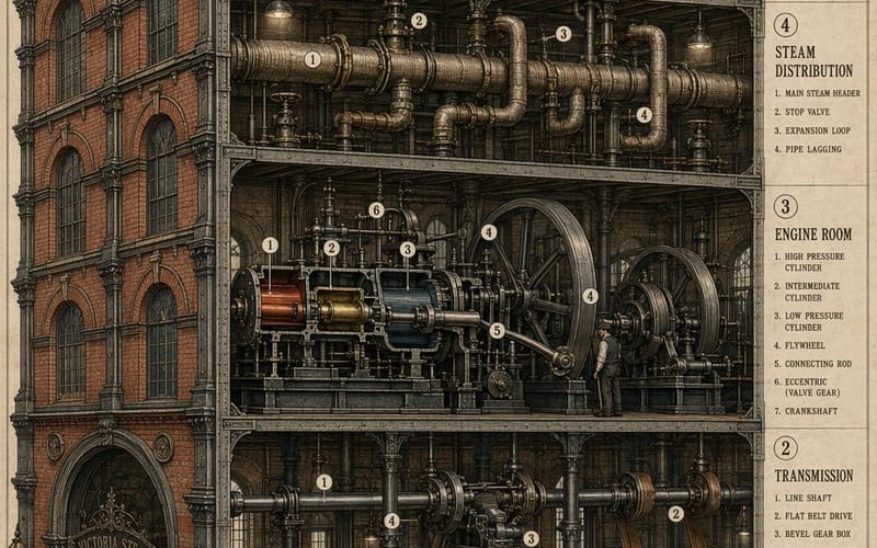 Victorian Steampunk Engineering Diagram