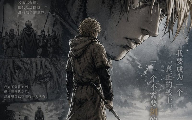 Affiche de Thorfinn dans la tempête - Vinland Saga