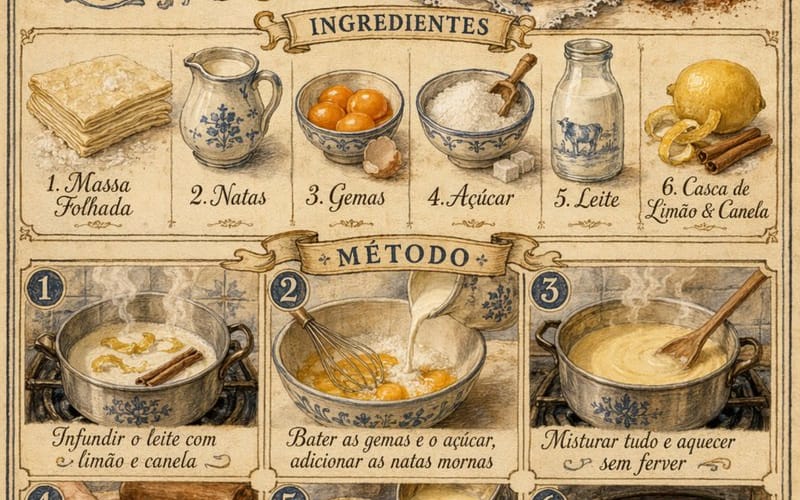 Affiche de recette vintage de Pastel de Nata