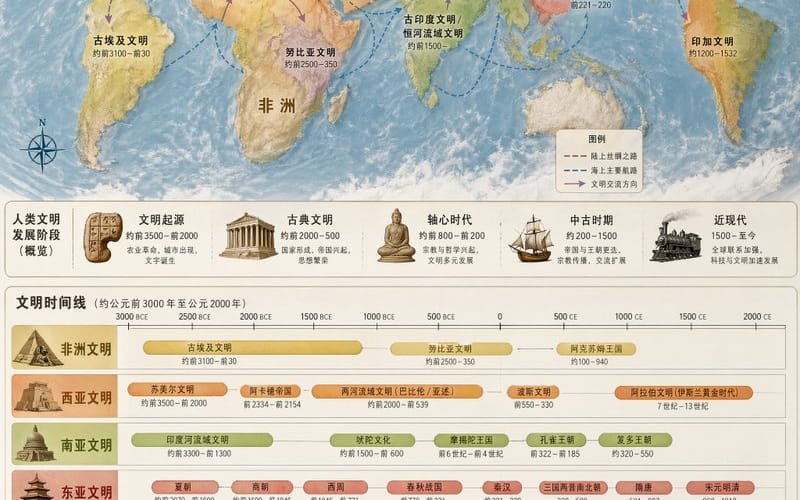 Carte spatiotemporelle de la civilisation mondiale
