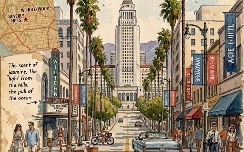 Aquarela de diário de viagem vintage
