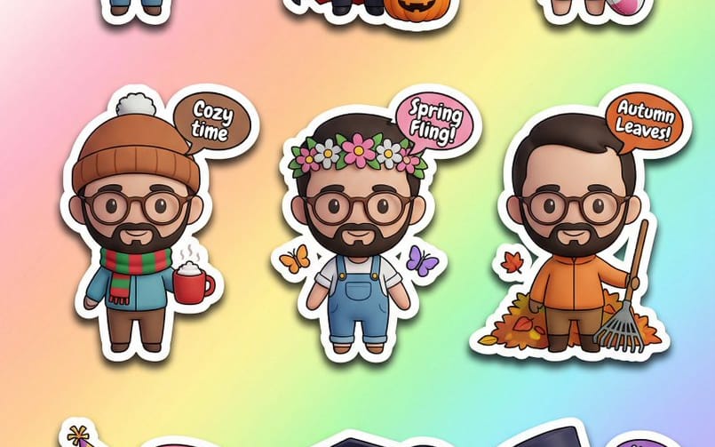 3D Kawaii Seasonal Sticker Sheet