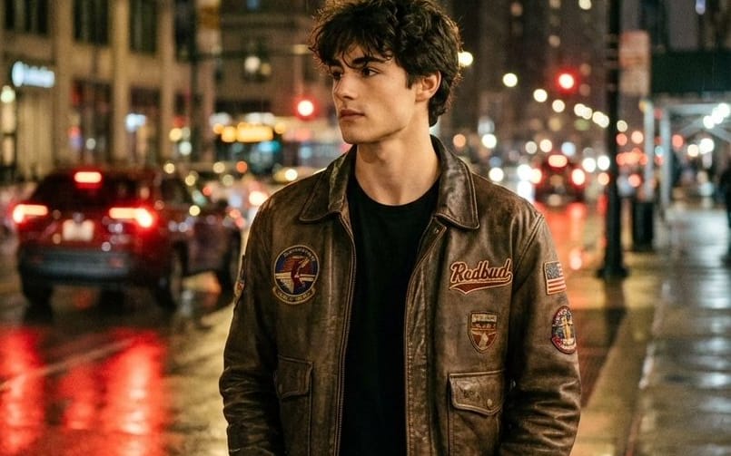 Nighttime Street Portrait with Wet Pavement