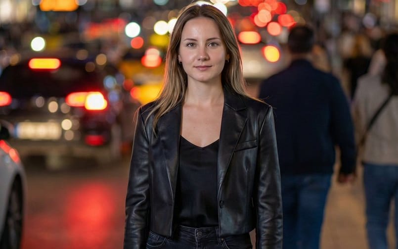 Street Fashion Editorial at Night with Motion Blur