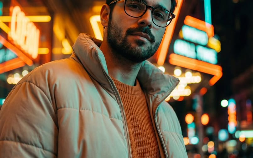 Retrato Urbano Neon em Azul-petróleo e Laranja
