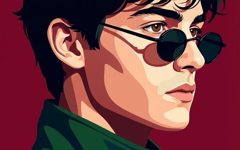 Vectorized Profile Portrait with Textural Detail