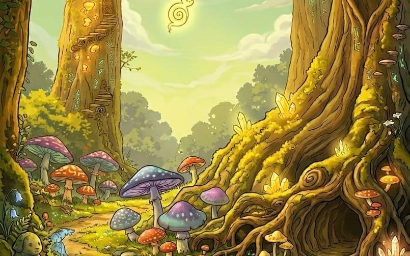 Illustration de cottage forestier féerique