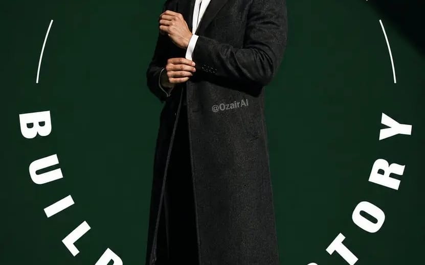 Full-body studio shot of an American white man with sharp
