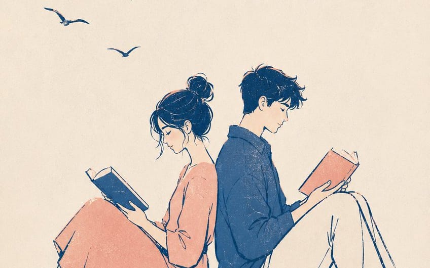 Ilustração de casal em estilo de gravura