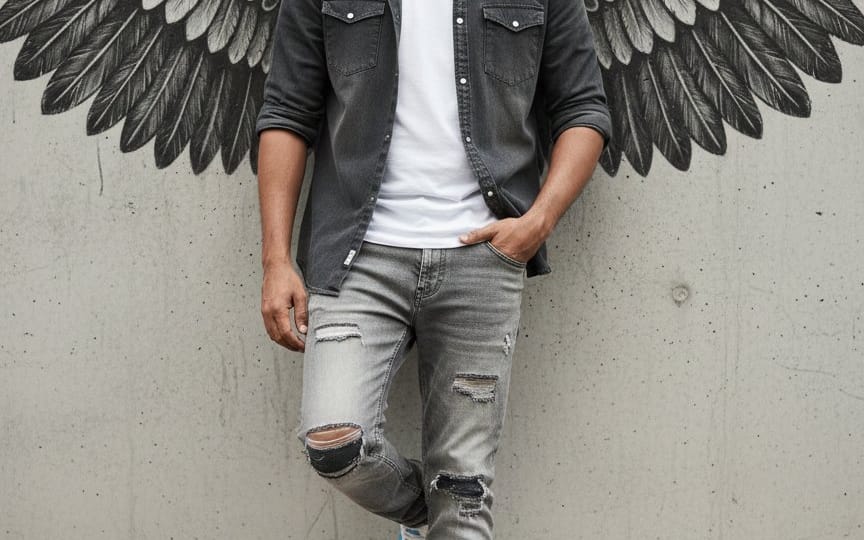 Urban Cinematic Portrait with Painted Angel Wings