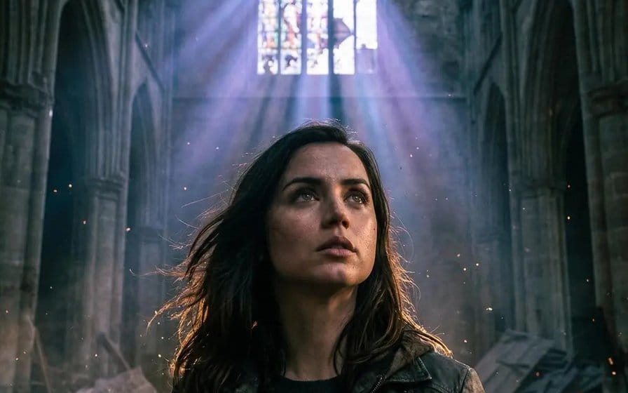 Retrato Cinematográfico em Catedral Gótica em Ruínas