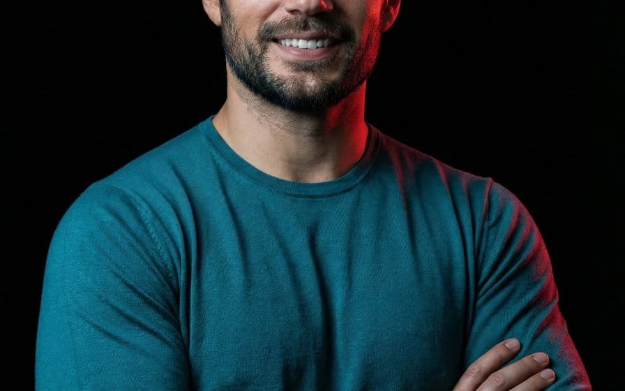 Cinematic studio portrait with exact facial match