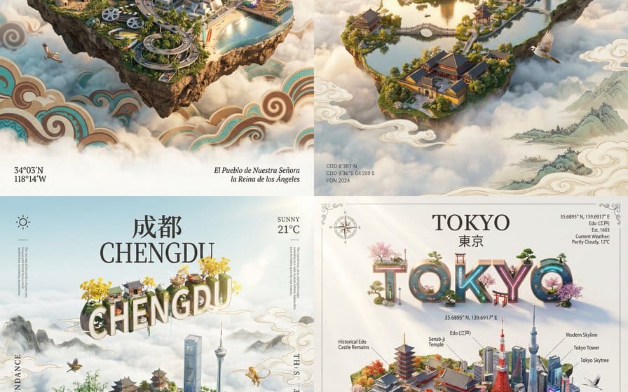 City Poster Digital Art Prompt
