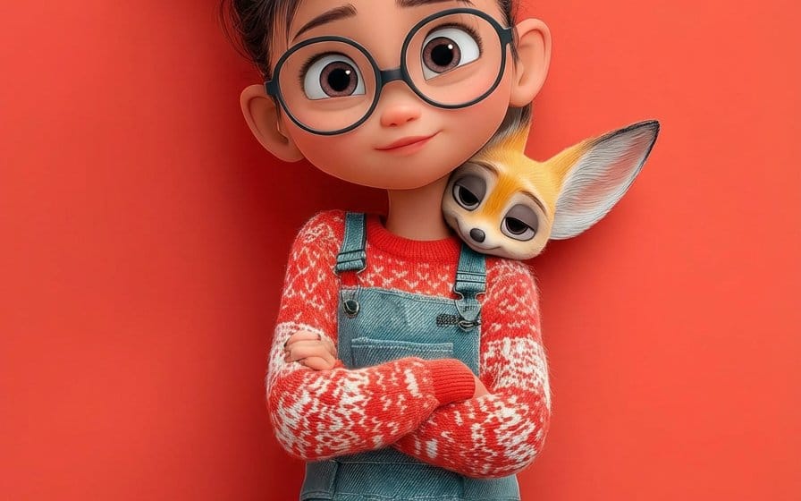 Pixar 3D Character Portrait with Fennec Fox