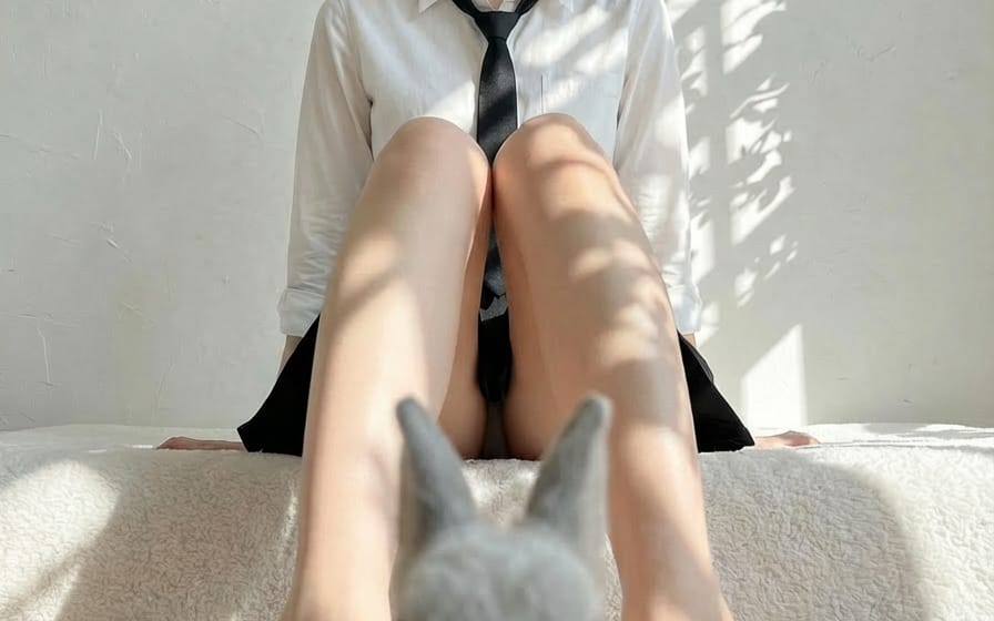 Rabbits wearing identical clothes