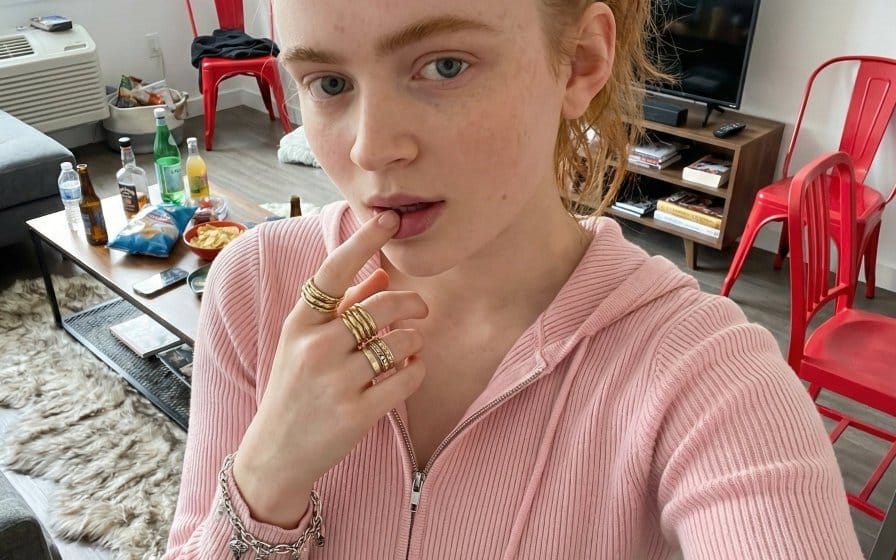 Sadie Sink Candid Selfie in Loungewear Prompt