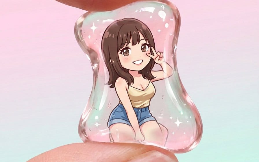 Encapsulation transparente de personnages en gomme