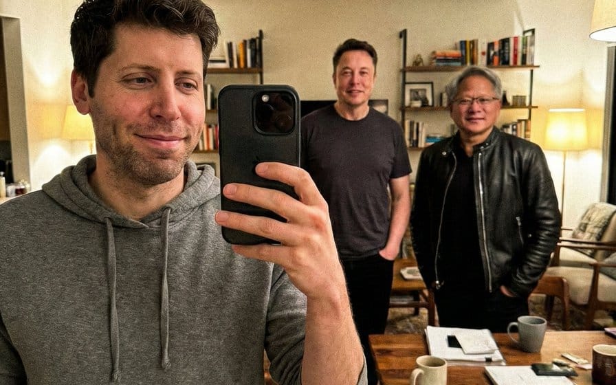Unfiltered mirror selfie with tech leaders