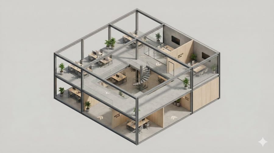 Minimalist 3D Isometric Architectural Diorama