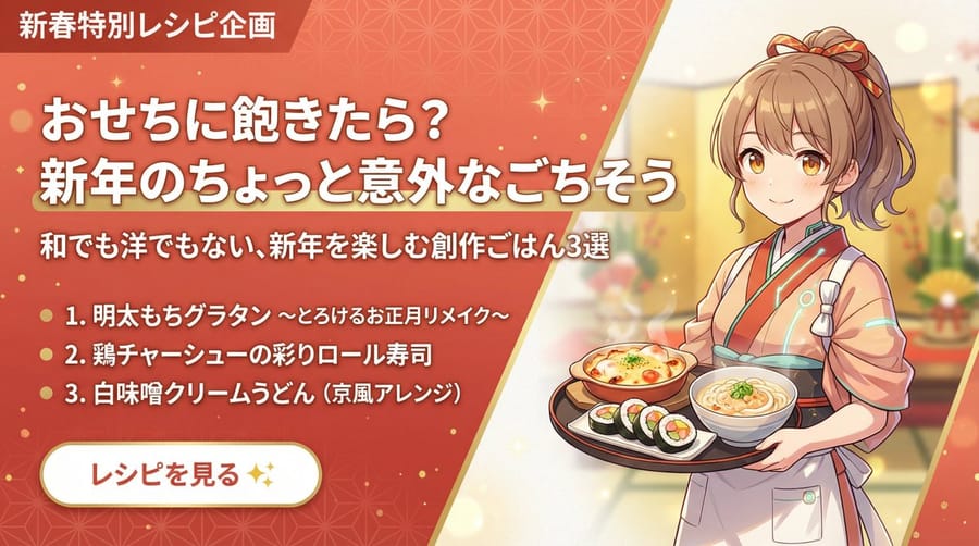 New Year Recipe Article Eyecatch Image Prompt (Neo-Japanese Style)
