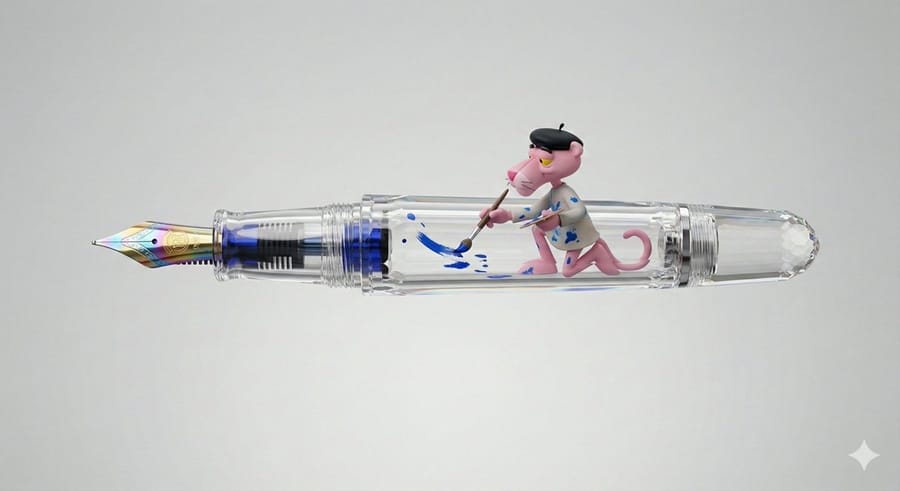 Pink Panther Fountain Pen 3D Render Prompt