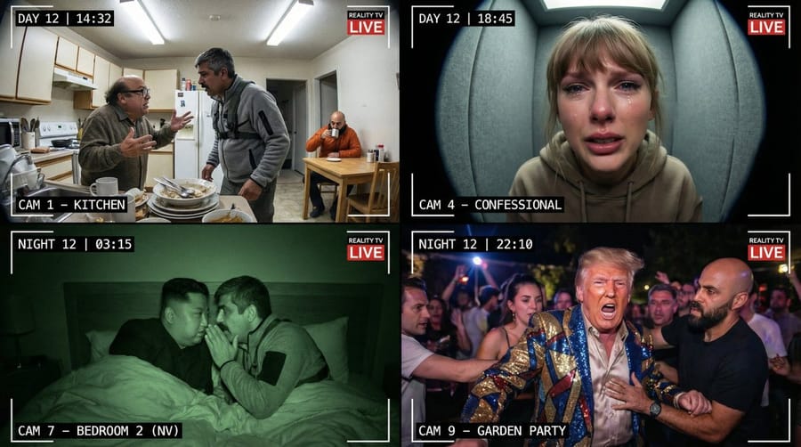 Raw Reality TV Broadcast Screenshots (2x2 Grid)