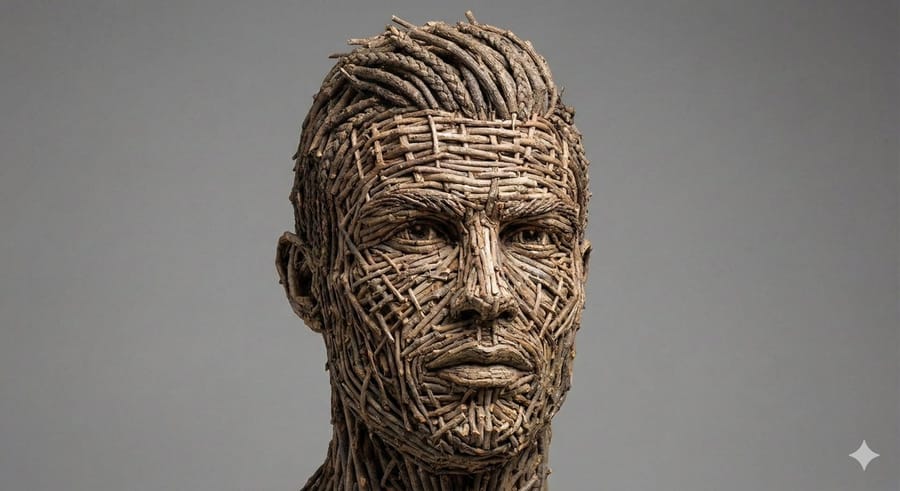 Woven Wooden Twig Portrait with Identity Lock