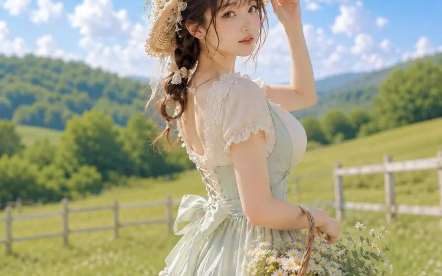 牧草に運ぶ白い花