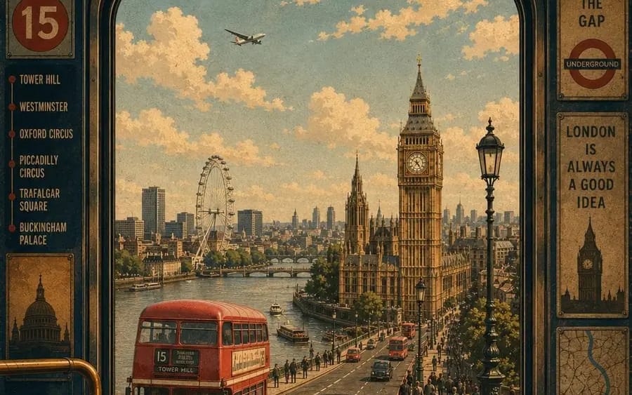 Create a collection of vintage retro travel posters