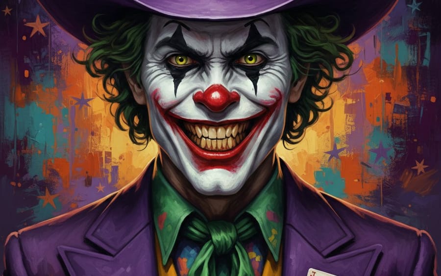 Digital Painting of Joker in Cowboy Hat