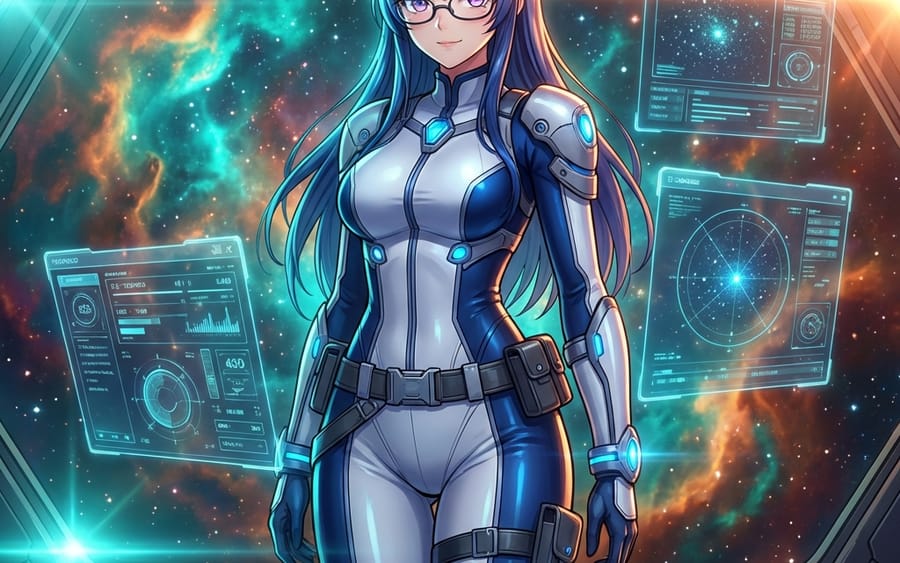 Prompt de Retrato de Comandante Espacial de Ficção Científica