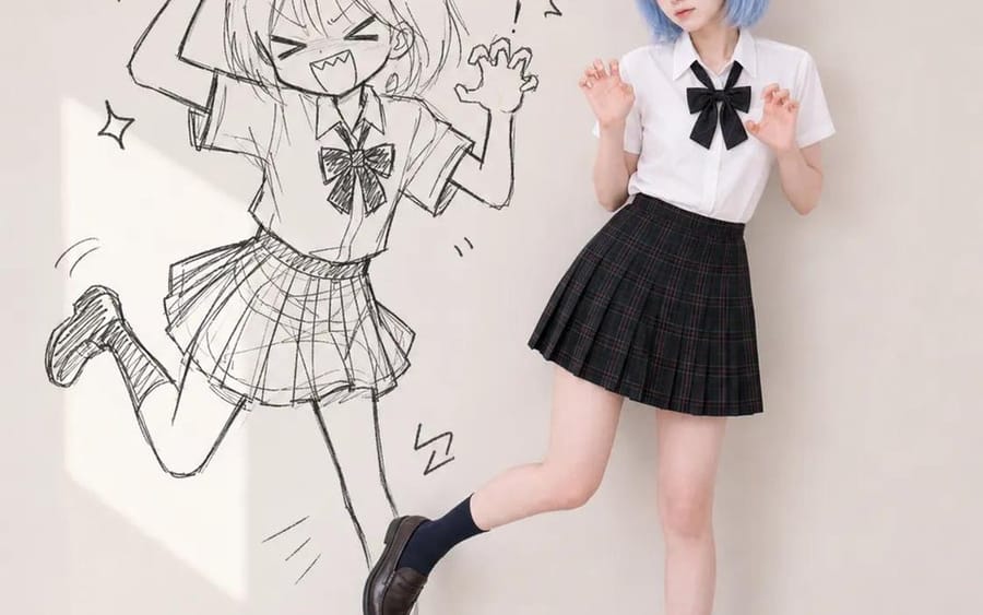 Realistic Character and Doodle Shadow