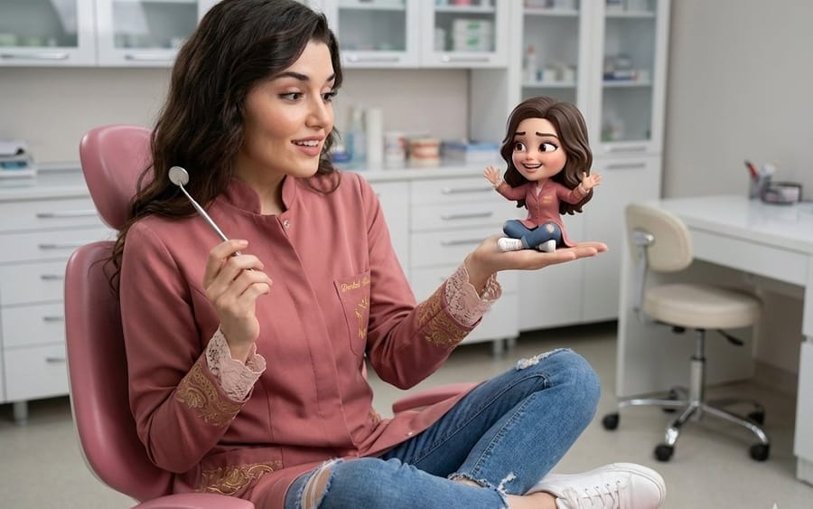 Cinematic Portrait with 3D Chibi Miniature Prompt