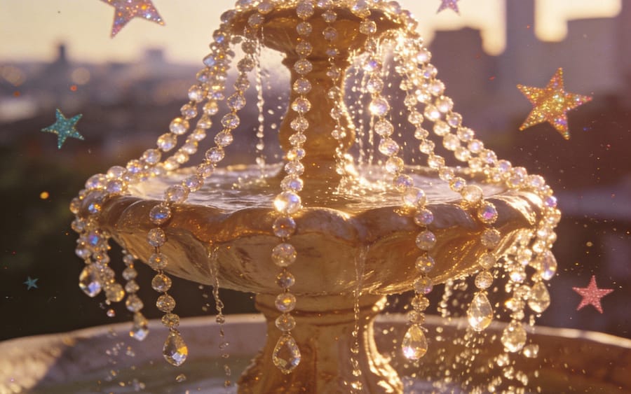 Crystal Fountain with Stars