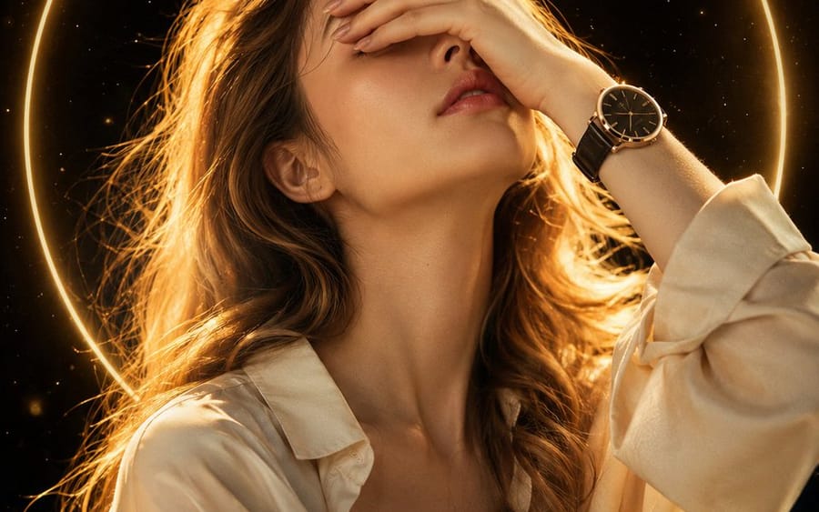 Dreamy Cinematic Portrait with Golden Halo