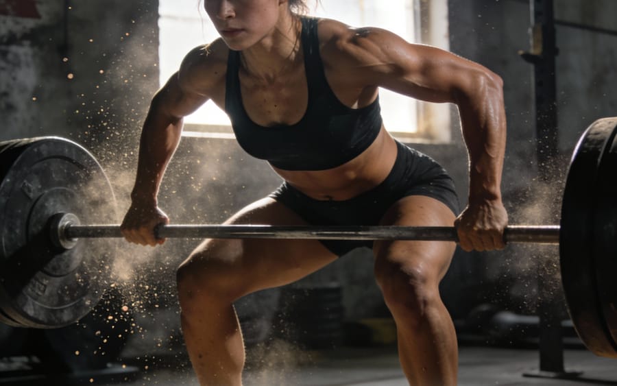 Dynamic Female Athlete Workout Shot