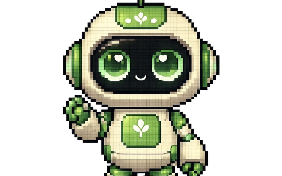 Mascot robot eco in pixel art