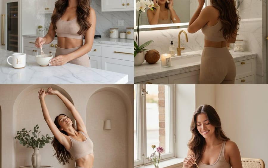 Four-Scene Luxury Wellness Lifestyle Vignettes