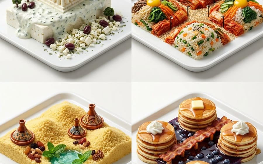 Hyper-Realistic Miniature Food Landscapes Grid
